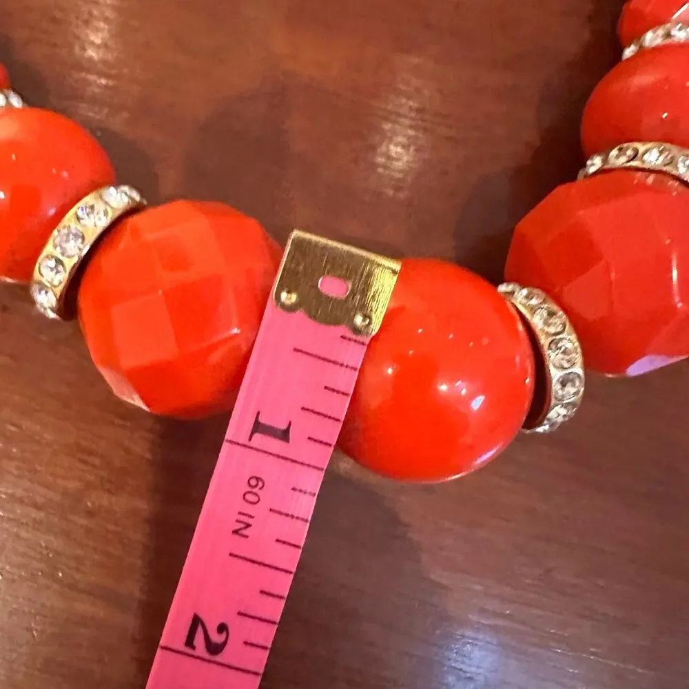 Kate Spade Mod Squad Necklace Red Gold Oversized Designer Statement Jewelry